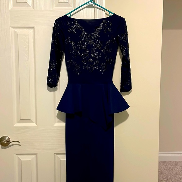 Chiara Boni Dresses & Skirts - Long sleeve sequined navy evening gown grey condition size small